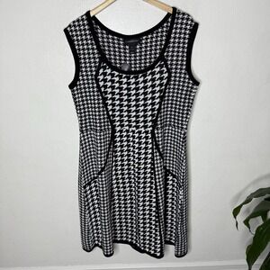 New Lane Bryant Black White Houndstooth Print Dress Women's 14/16 Classic Sheath